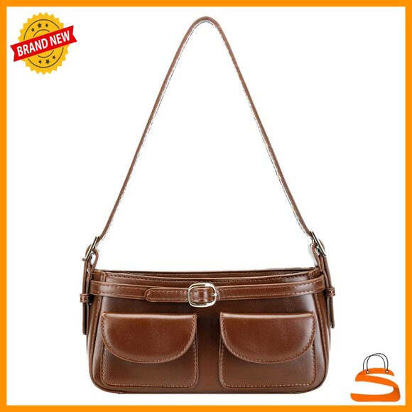 Handbags - Vegan Leather Shoulder Bag, Y2K Crossbody Purse, Adjustable Strap